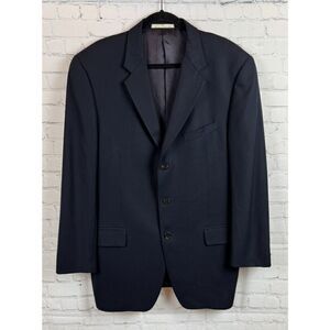 JOSEPH ABBOUD black with blue undertone 100% wool mens suit jacket blazer 42L